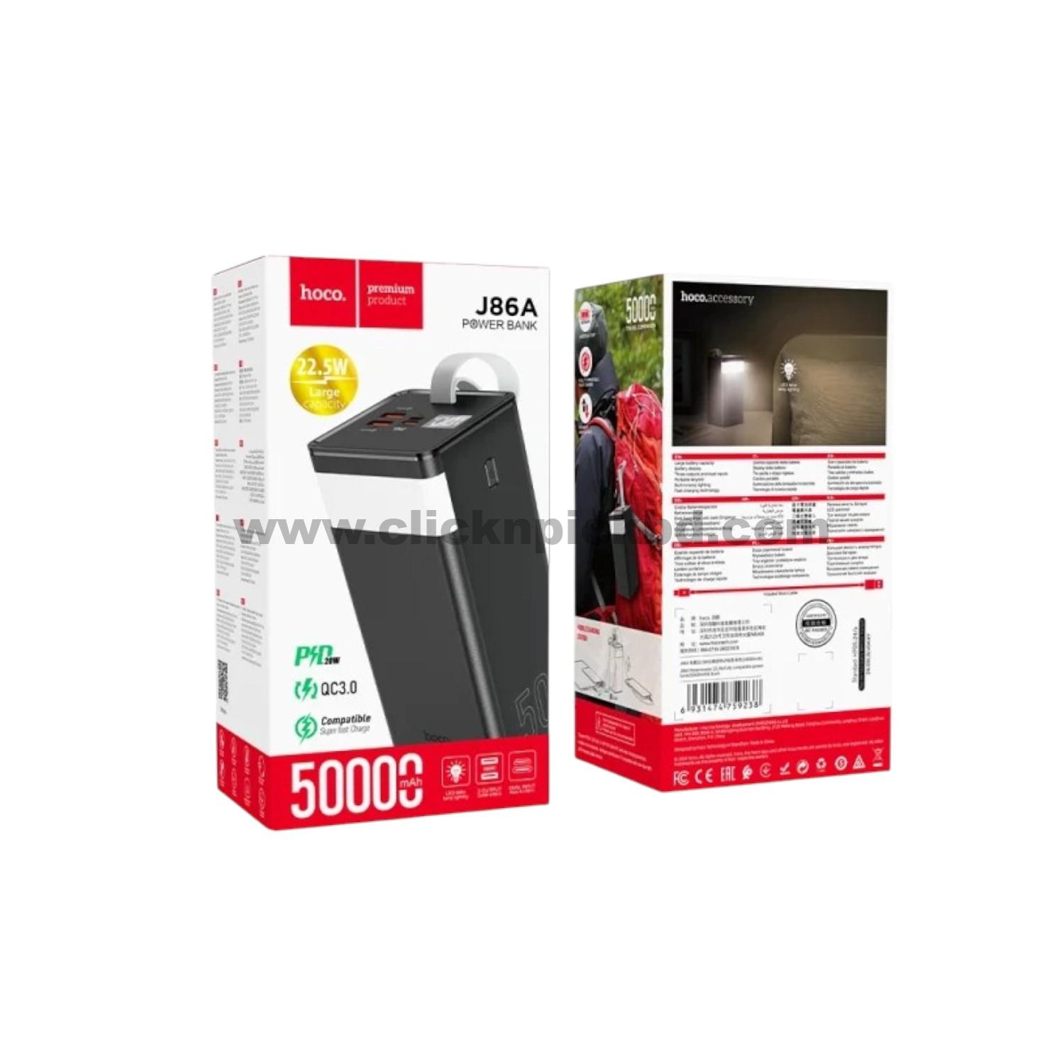 Hoco J86A Powermaster 22.5W 50000mAh Power Bank – Black - Image 3