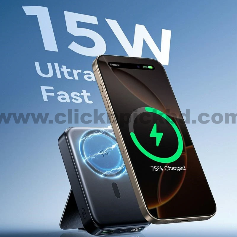 Joyroom JR-PBM11 Qi2 MagSafe Power Bank with Kickstand 10000mAh – Black - Image 2