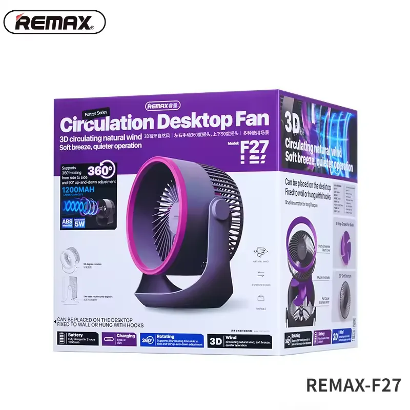 Remax F27 Fonzyr Series Circulation Desktop Fan - Image 2